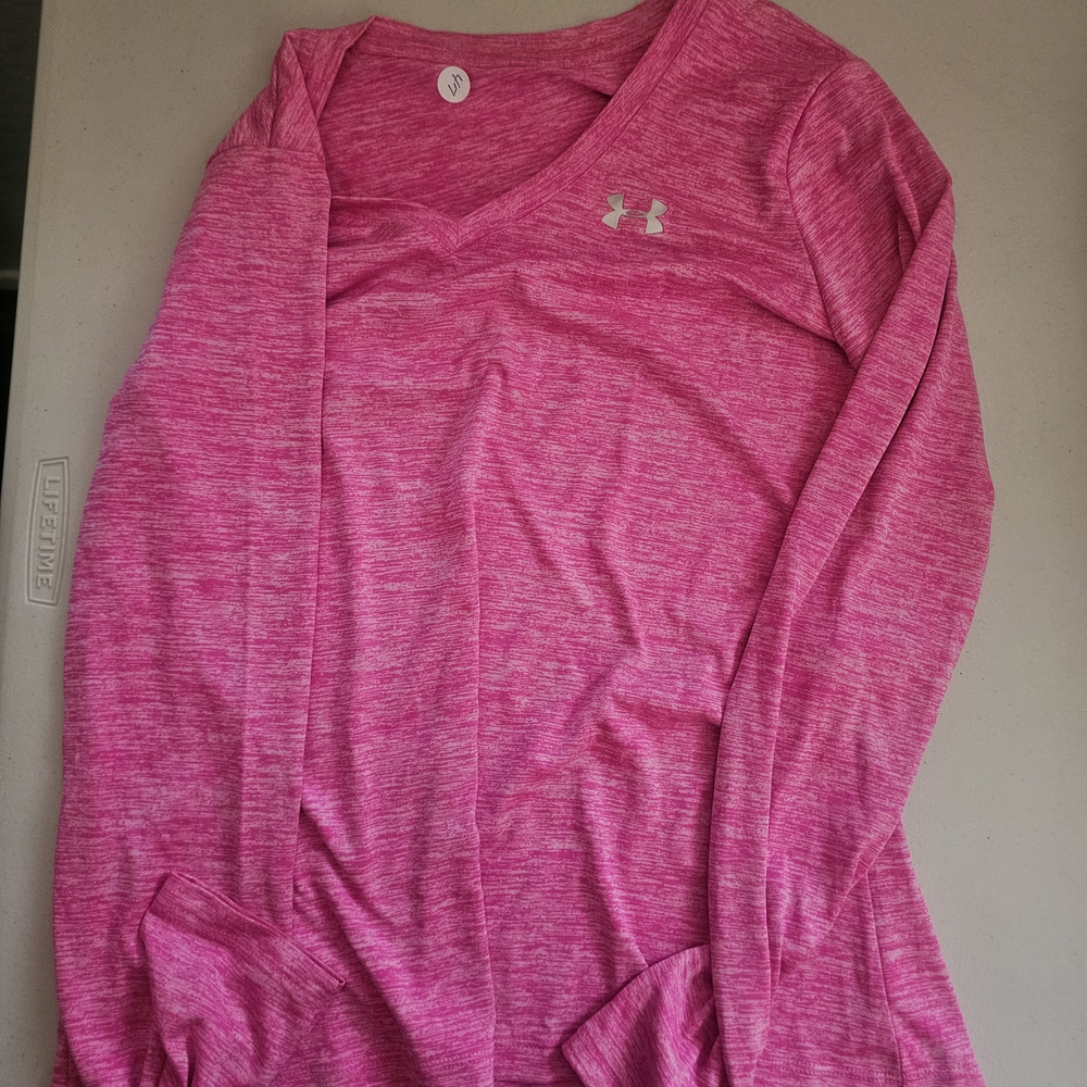 Under Armour Women's Vivid Pink Long Sleeve V-neck Top